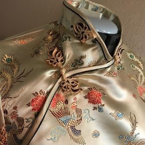 Traditional Chinese Dragon Silk Satin long dress